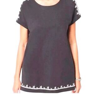 Pure J. Jill Shirt Women's Size Large Petite Embroidered Dolman Tunic Top Cotton